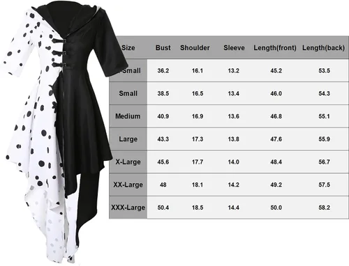 Vista 3 de Drofe Disfraz de Cruella Devil para mujer, disfraz de cosplay para Halloween