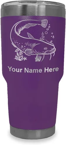 Vista 24 de LaserGram Vaso aislado al vacío de 20 onzas, bagre, grabado personalizado incluido (negro)