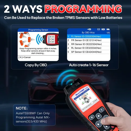 Vista 4 de Autel MaxiTPMS TS508WF Herramienta de programación TPMS Actualización de TS501 Pro TS408S Activar/Relearn Autel TPMS Sensores, lectura/borrar código