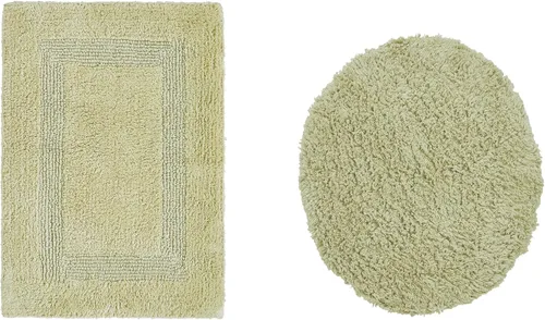Vista 19 de Better Trends - Juego de 2 alfombras de baño 100% algodón, extra suaves, con borlas, de 17" x 24", alfombra de baño superabsorbente y reversible