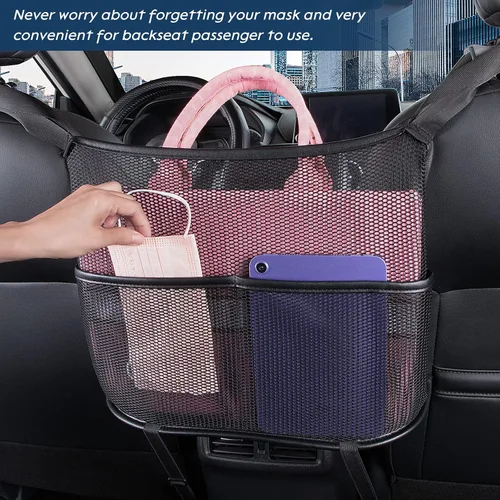 Vista 3 de Eing Organizador para Asiento Trasero de Coche - Almacenamiento de Gran Capacidad para Bolsos, Carteras y Artículos para Niños - Negro