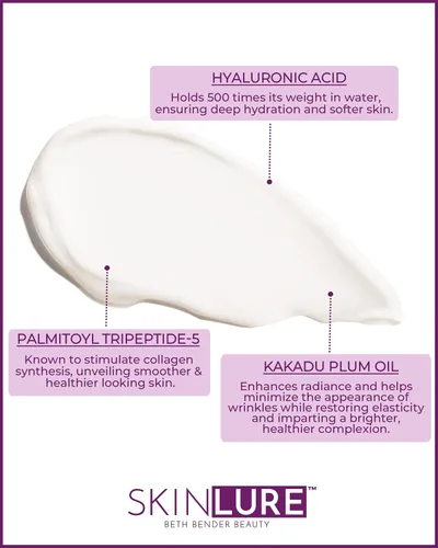 Vista 7 de Beth Bender Beauty SKINLURE Hydrate + Revive - Hidratante facial con vitamina C - Crema facial antienvejecimiento para pieles secas y sensibles, 1.7