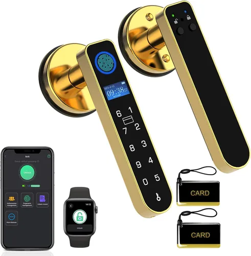 Vista 9 de Cerradura de puerta de entrada sin llave con código RFID tarjeta NFC APP Keypad, manija de puerta interior biométrica inteligente automática