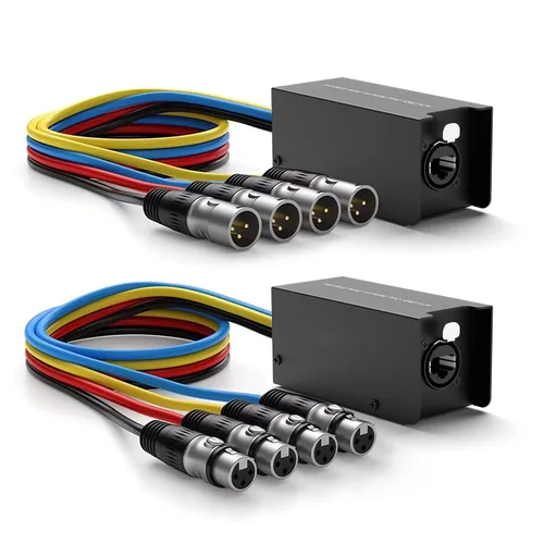 Vista 9 de Cable XLR macho a hembra de 4 canales, 3 pines, extensor múltiple para iluminación de escenario y estudio de grabación, canal XLR/AES/DMX sobre