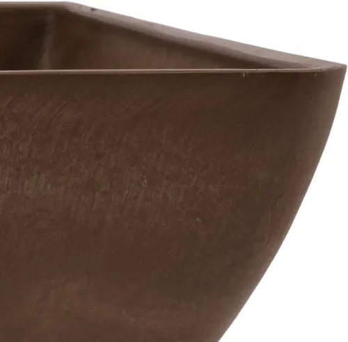Vista 3 de PSW Pot Collection Maceta cuadrada compuesta de plástico, piedra y madera, de 12 x 6 pulgadas, sin orificio de drenaje (perforable), moderna maceta