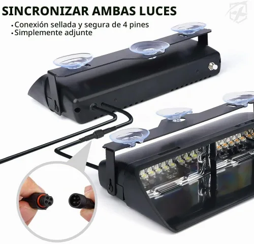 Vista 7 de Xprite Luces estroboscópicas de emergencia 2 en 1 de alta intensidad con 32 LED para salpicadero, luz intermitente interior para parabrisas con Ámbar
