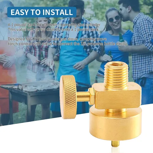 Vista 6 de Válvula de Control de Aguja de Propano de Latón de 1 Libra, Válvula Reguladora de Gas Propano de Presión Ajustable Desechable con Rosca Macho NPT