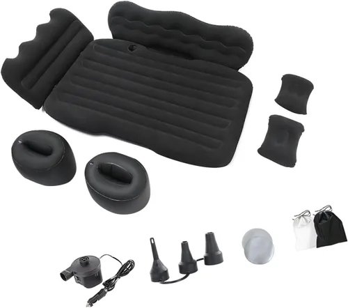 Vista 6 de Cama inflable para coche con inflado rápido para SUV, camping, resistente al agua, 50.4 in, cama de aire ergonómica para coche