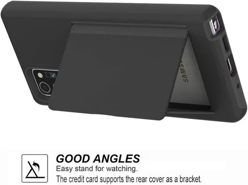 Vista 2 de Funda de teléfono para Samsung Galaxy Note 20 con protector de pantalla de vidrio templado y soporte para tarjeta de crédito, billetera delgada