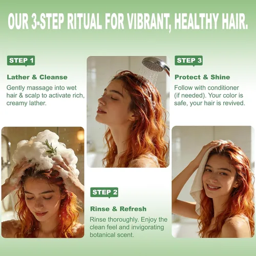 Vista 6 de Champú orgánico para el crecimiento del cabello con romero y biotina, exfolia y previene la rotura, fórmula ligera, más completo, más fuerte