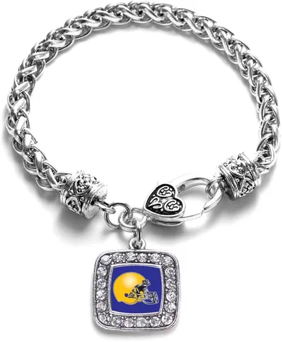 Vista 252 de Pulsera de dijes cuadrados de plata con joyería de circonita cúbica