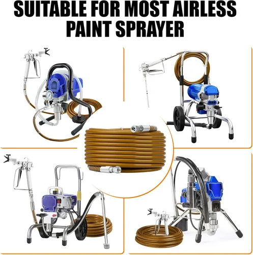 Vista 6 de Kit de pistola pulverizadora sin aire de 15 piezas, pistola pulverizadora de pintura sin aire de 3600 PSI con manguera de alta presión de 25 pies