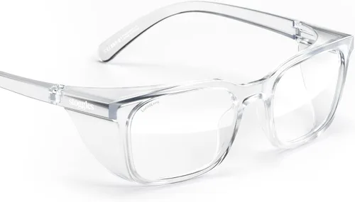 Vista 17 de Stoggles Lentes de seguridad con certificación Rectangular Z87.1, luz azul, lente de bloqueo UV, escudo superior y lateral, antivaho y elegantes
