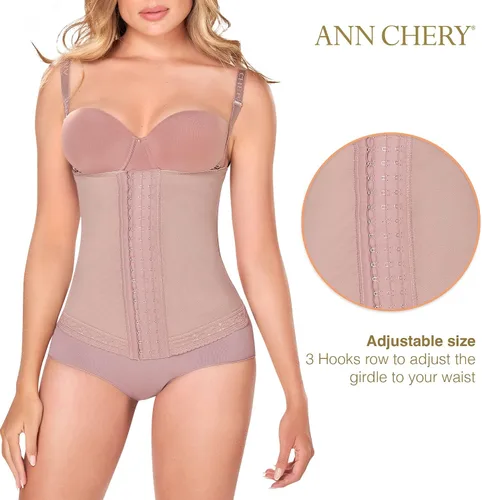 Vista 3 de Ann Chery Entrenador de cintura para mujer - Cinchador de cintura colombiano con correas ajustables - Chaleco de 3 ganchos moldeador de cuerpo, Cocoa