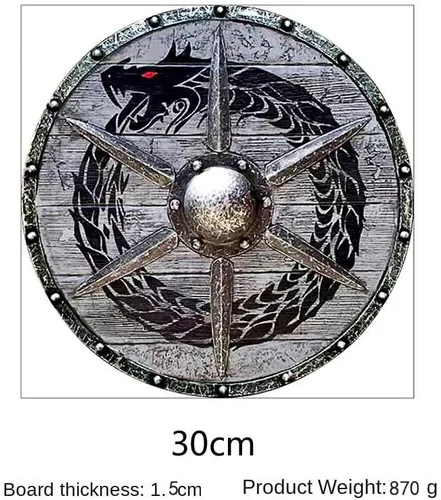 Vista 4 de Escudo vikingo medieval para combate, escudo redondo para soldadoguerrero, hecho a mano, escudo de seguridad para recreación, escudo de seguridad