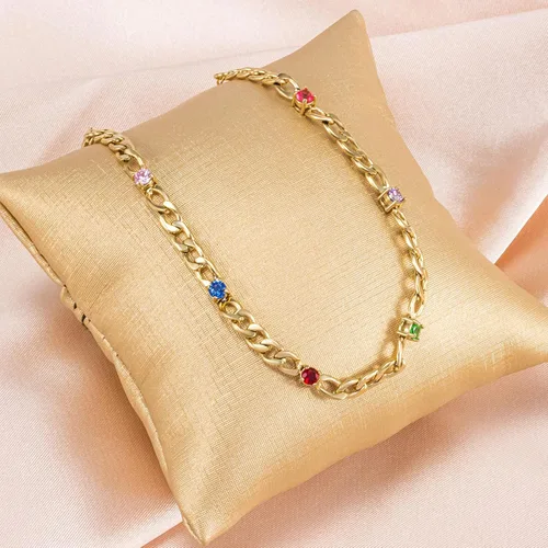 Vista 16 de Light Pink Crystal Bracelets for Women Trendy, OUXi 18K Rose Gold Plated Cubic Zirconia Wedding Tennies Jewelry Bracelets, Dainty Birthstone Hand