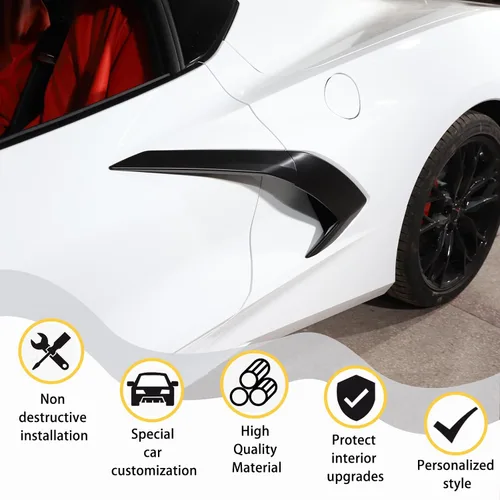 Vista 4 de Cubierta de salida de aire lateral de la carrocería exterior compatible con Chevrolet Corvette C8 2020-2023, accesorios de ventilación