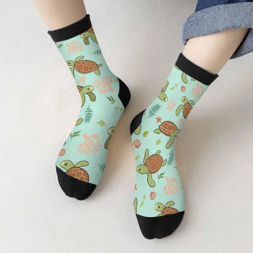 Vista 3 de Samgula Red Striped Crew Socks for Woman Size 6-8 Christmas Tree Moose Snowflake Dots Lines Girls Socks