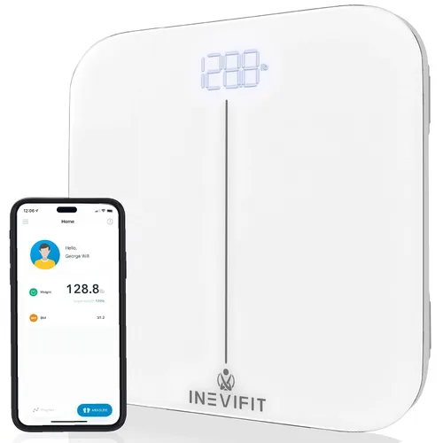 Vista 8 de INEVIFIT - Báscula inteligente de grasa corporal; analizador digital de composición corporal Bluetooth de alta precisión que mide peso, grasa