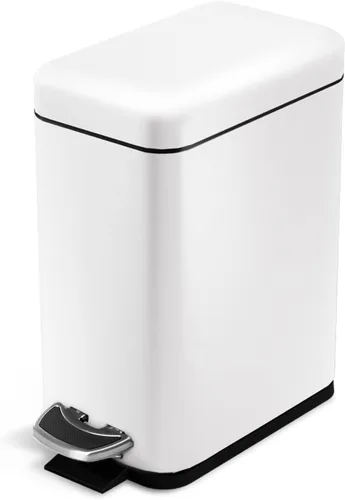 Vista 13 de Home Zone Living 1.3 galones pequeño cubo de basura para baño con tapa y pedal de paso, cesto de basura de acero inoxidable con diseño delgado