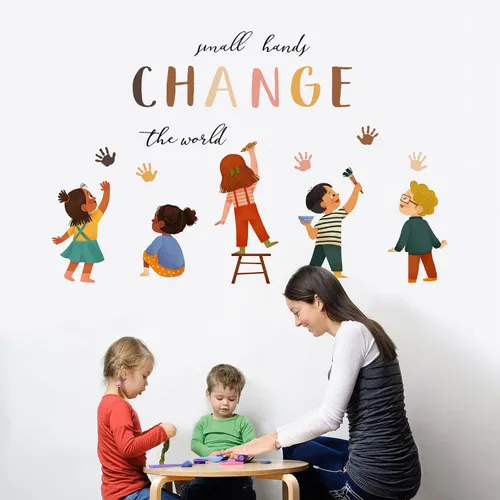 Vista 6 de Mfault Calcomanías de pared con diseño de manos pequeñas que cambian el Lectura