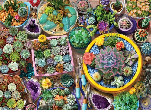 Vista 2 de Anatolian Puzzle - Cacti Pots, rompecabezas de 1000 piezas, 1122, multicolor
