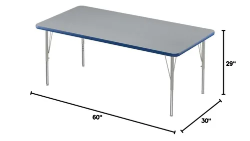 Vista 2 de Correll - Mesa rectangular de actividades para el aula de 30 x 60 pulgadas, altura ajustable (19-29 pulgadas), parte superior de granito gris, borde