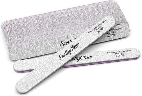 Vista 3 de PrettyClaw 10 limas de uñas profesionales de grano 80/80, limas de uñas acrílicas de cebra centro de plástico, tablero de esmeril de cebra