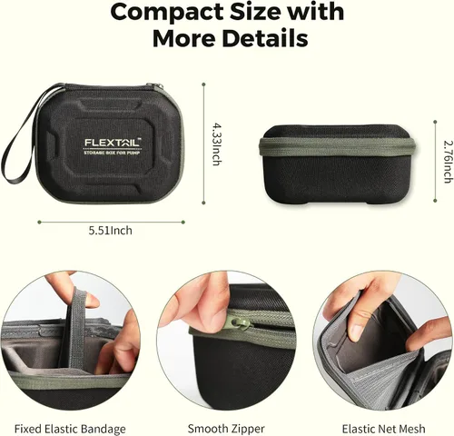 Vista 4 de FLEXTAILGEAR Estuche portátil para bomba de aire, material rígido de polipropileno, compatible con bomba pequeña X/Tiny pump 2X/Tiny Pump 3x/Max