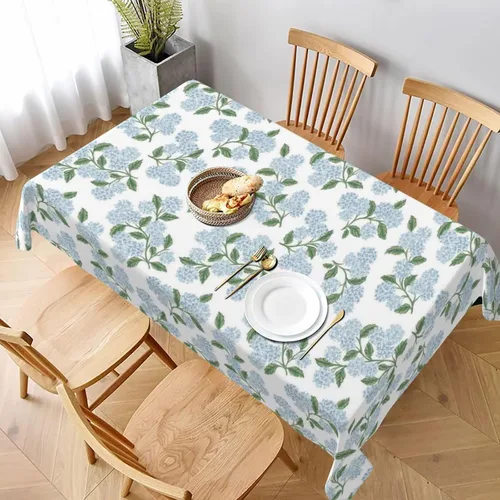 Vista 10 de Mantel floral azul marino de 54 x 54 pulgadas, mantel cuadrado de flores azul oscuro y blanco, mantel de poliéster para fiestas de vacaciones