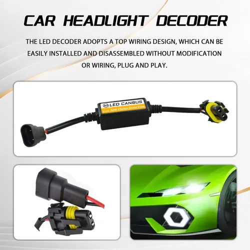 Vista 4 de 2 piezas de decodificador de faros LED para automóvil, kit de conversión de resistencia de intermitentes HID LED 9006/9005, decodificador