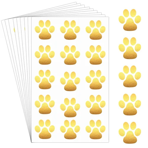 Vista 13 de Harloon 20 hojas de 300 tatuajes temporales de huellas de patas, tatuajes faciales para perros, calcomanías extraíbles para Cheer Patrol para Negro