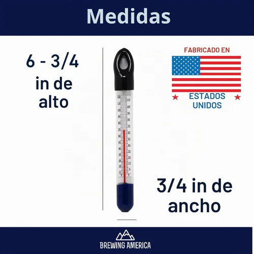 Vista 2 de Brewing America Termómetro flotante de vidrio Homebrew Cerveza Vinificación 0-122F Hecho en EE. UU
