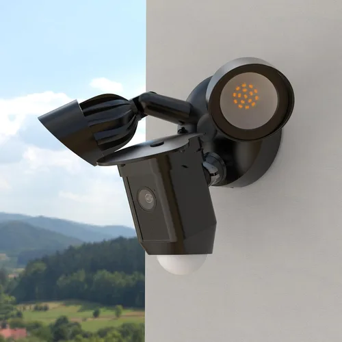 Vista 7 de Cubierta de cámara de sombra de lluvia solar compatible con R-ing Floodlight Cam Wired Plus, para reflector R-ing al aire libre, resistente a