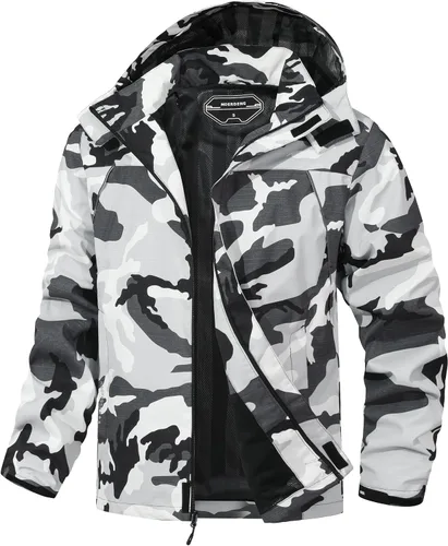 Vista 7 de Chaqueta impermeable para hombre, rompevientos, ligera, con capucha desmontable