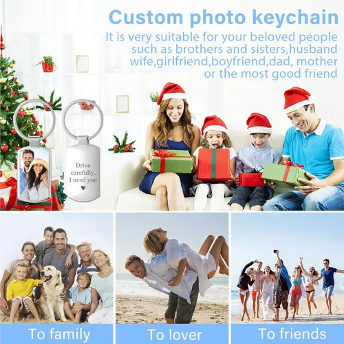 Vista 7 de BEXOA EDC Llavero personalizado con foto personalizada con foto, llaveros grabados para mujeres y hombres, regalo conmemorativo