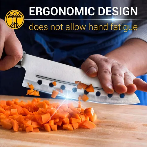Vista 3 de MIU Santoku - Cuchillo multiusos de 7 pulgadas para chef con mango de plástico cómodo