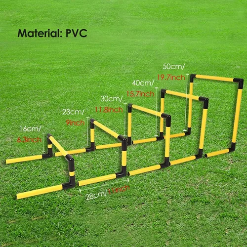 Vista 2 de YXXSDP Juego de 5 obstáculos de agilidad de velocidad de estadio deportivo, equipo de entrenamiento de velocidad plegable portátil para pista