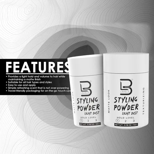 Vista 4 de L3 Polvo de peinado de viaje de nivel 3 – Pequeño 0.18 oz para viajes – Polvo de aspecto natural para hombre – Muestra de polvo de peinado