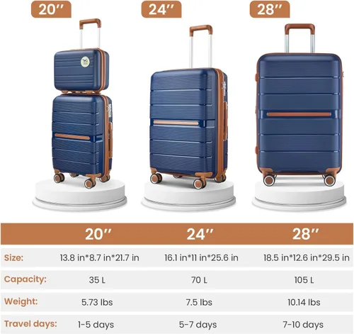 Vista 68 de Merax Equipaje, maleta extensible rígida con ruedas giratorias ligeras, Negro -, 40/48/52