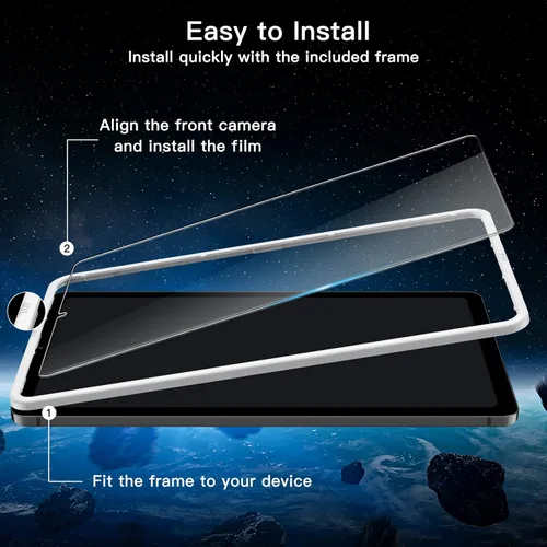 Vista 2 de JETech Protector de pantalla para Samsung Galaxy Tab S6 Lite (10.4 pulgadas, modelo 2024/2022/2020) con marco de fácil instalación, película