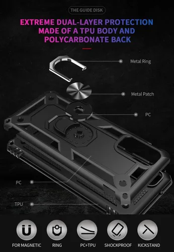 Vista 6 de Funda de grado militar para Samsung Galaxy S20 FE Funda Galaxy S20 FE 5G Funda 360 metal giratorio anillo soporte soporte Armadura resistente a
