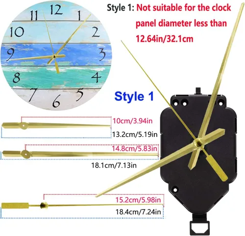 Vista 2 de Mecanismo de movimiento de reloj de péndulo de pared de cuarzo que no hace tictac con pala de 6.7 pulgadas de largo, piezas de reparación a