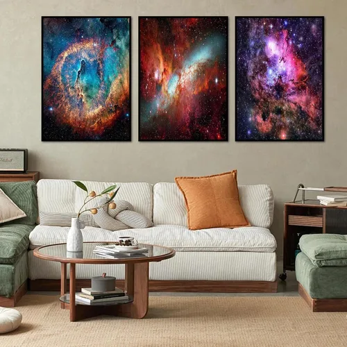 Vista 5 de pchmcu Paquete de 3 Kits de Pintura de Diamantes Galaxia para Adultos, Pintura de Arte de Diamantes 5D, Bricolaje Taladro Completo Cristal Estrás
