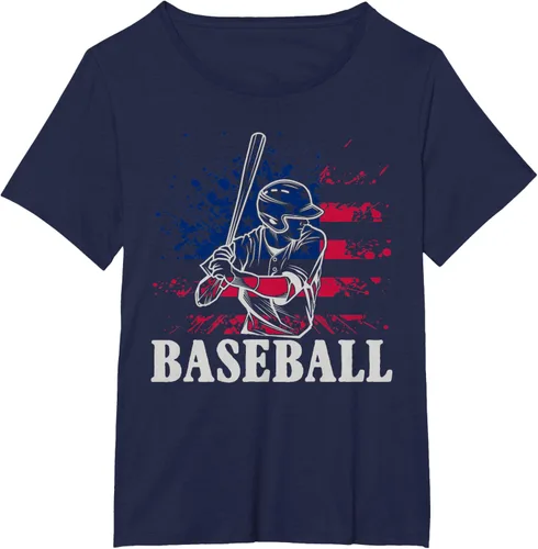 Vista 19 de Camiseta de béisbol deportiva estadounidense con bandera estadounidense, Negro, S