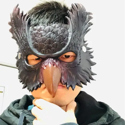 Vista 3 de Máscara de búho, pico de pájaro, animal, mascarada, Halloween, cosplay, disfraz para adultos
