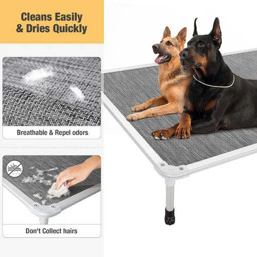 Vista 11 de Veehoo Cama elevada para perros a prueba de mordidas - Cuna elevada refrescante para mascotas - Marco de aluminio plateado y tela de malla