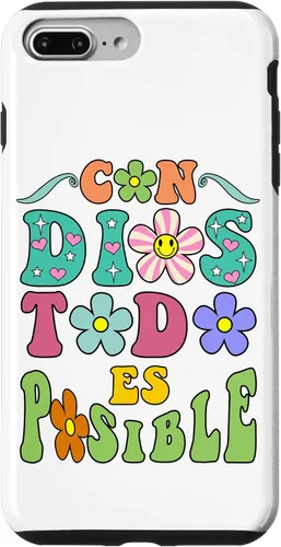Vista 9 de Funda para iPhone 15 Con Dios Todo es Posible Camisa Cristiana Española para Mujer