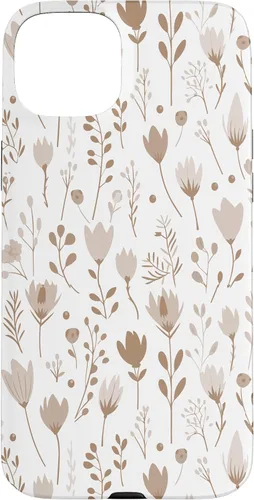 Vista 9 de Floral Flowers Wildflowers Garden Botanical Love Beige White Case for iPhone 16