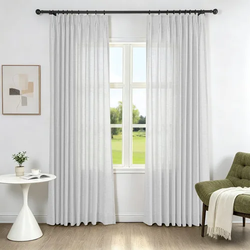 Vista 18 de Fcosie Cortinas plisadas filtrantes de luz para sala de estar, dormitorio, granja Kithcen, protección de privacidad, mezcla de lino, 2 paneles, 50